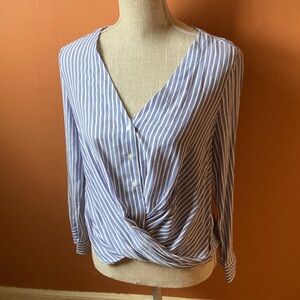 NWT Ana Blue & White Striped Blouse